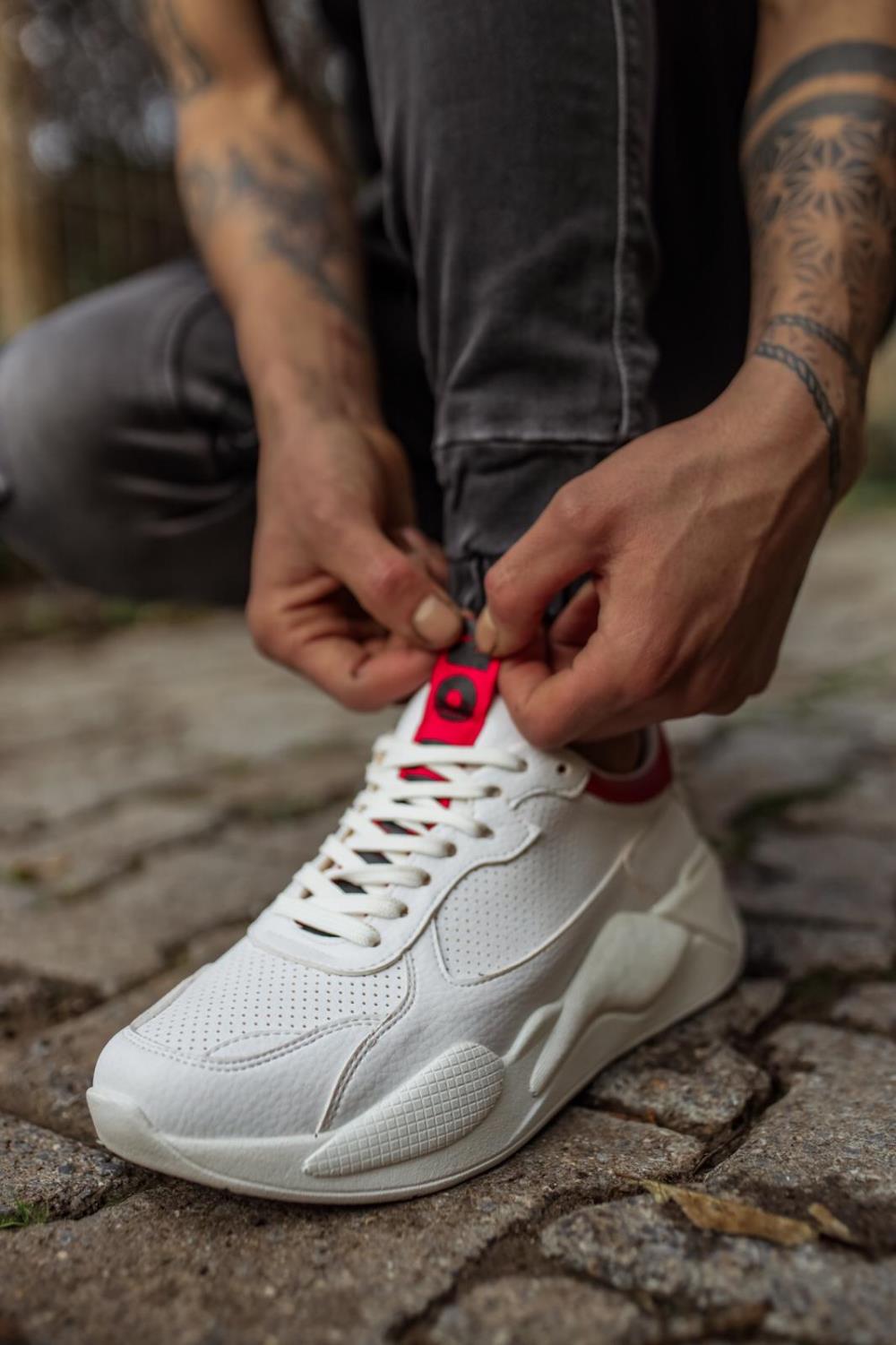 Knack Sneakers Ayakkabı 606 Beyaz Kırmızı m6379