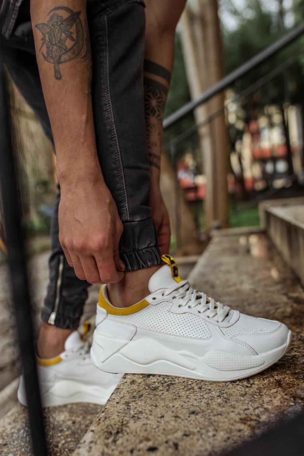 Knack Sneakers Ayakkabı 606 Beyaz Sarı m6377