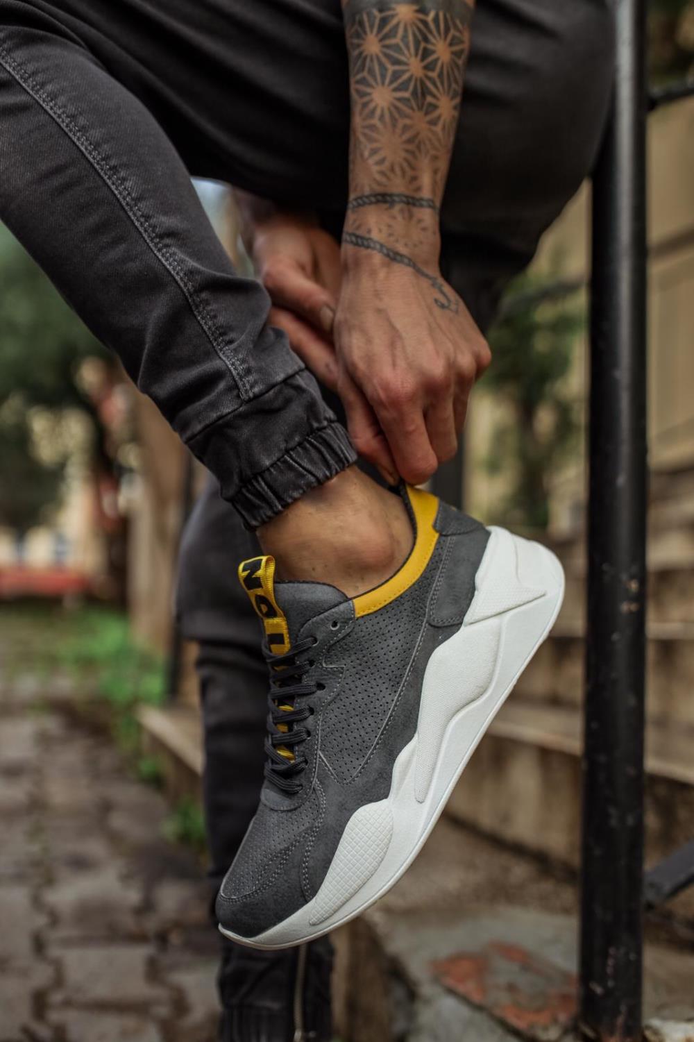 Knack Sneakers Ayakkabı 606 Gri Sarı m63101