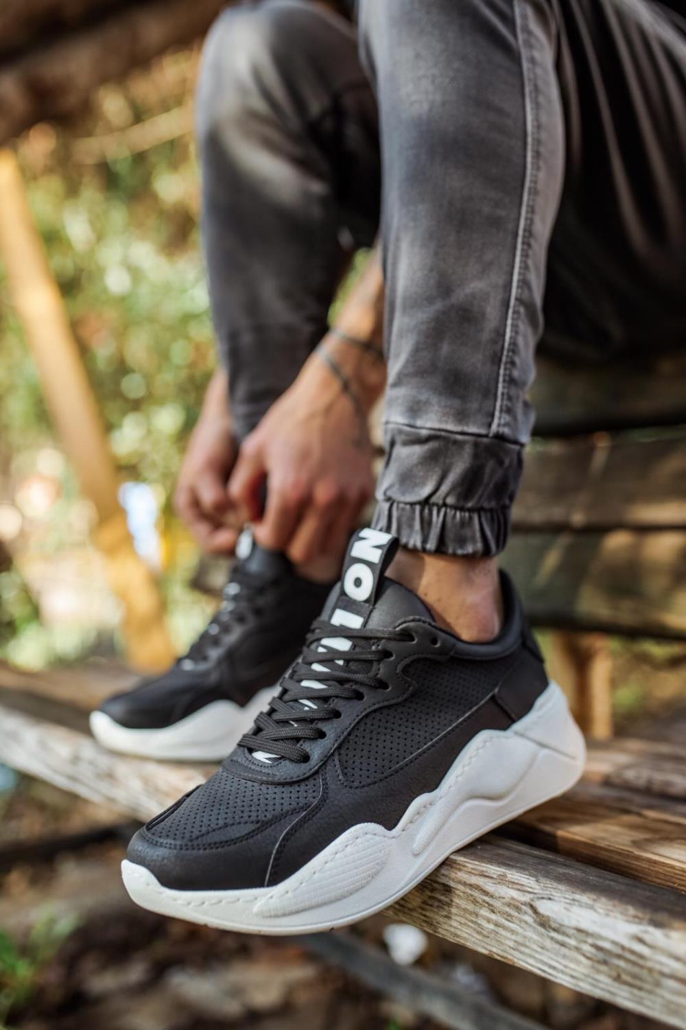 Knack Sneakers Ayakkabı 606 Siyah (Beyaz Taban) m6331