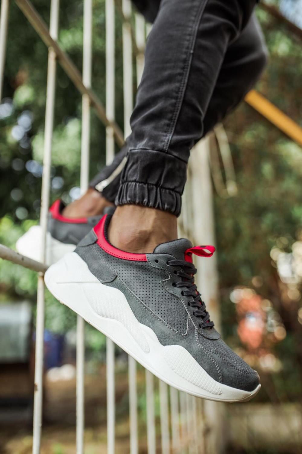 Knack Sneakers Ayakkabı 606 Gri Kırmızı m63100