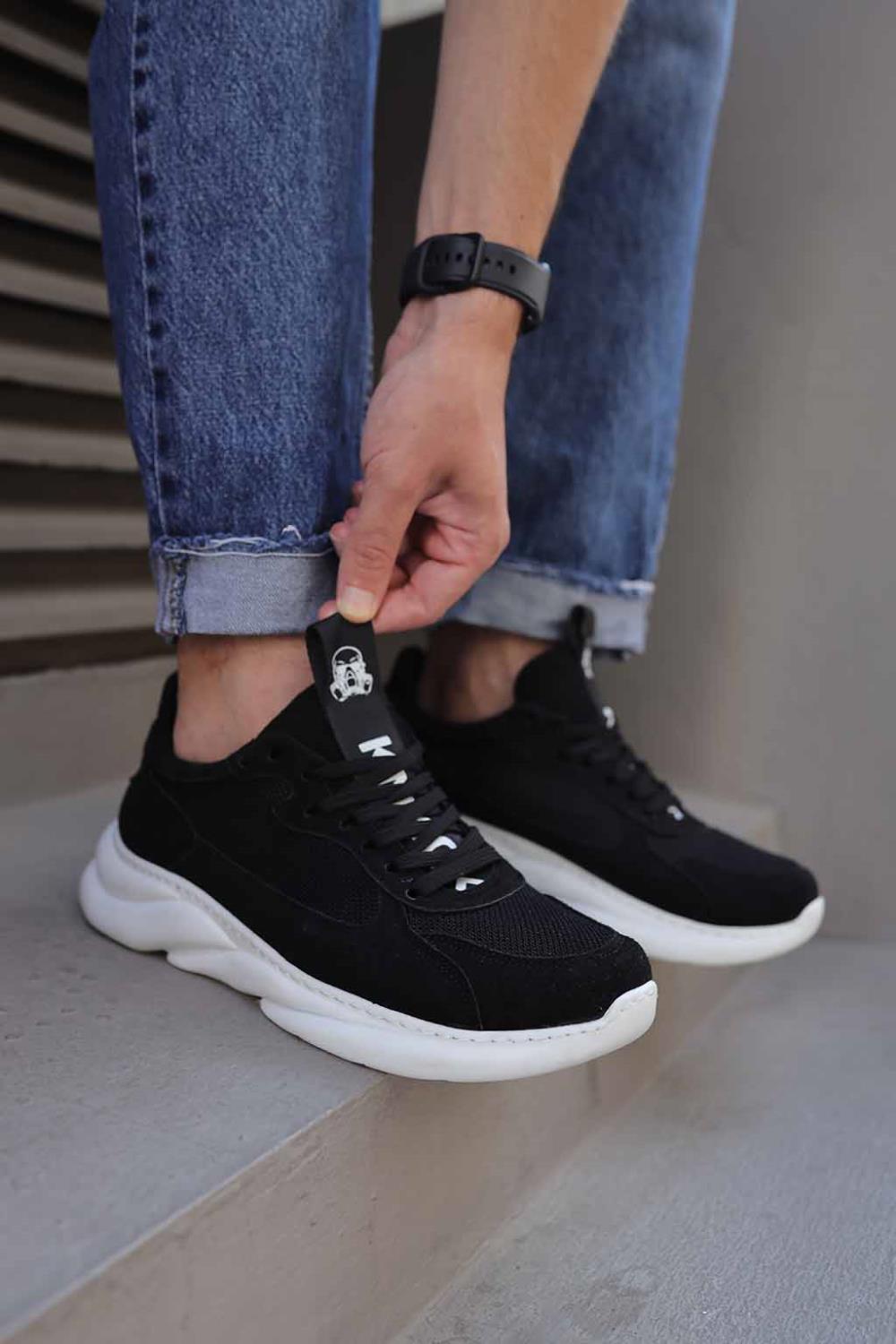Knack Sneakers Ayakkabı 065 Siyah Süet (Beyaz Taban) m9564