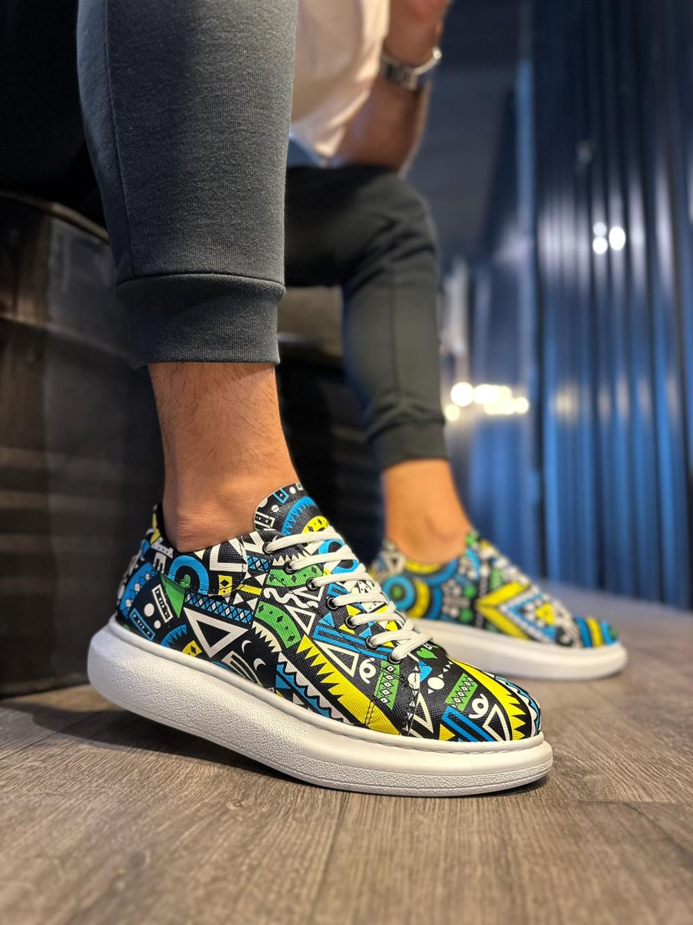 Knack Yüksek Taban Renkli Baskılı Günlük Ayakkabı 046