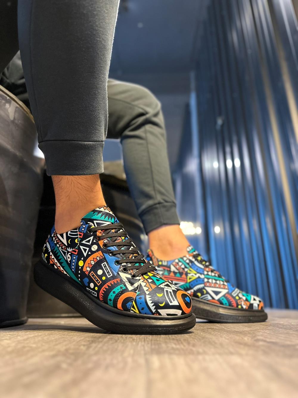 Knack Yüksek Taban Renkli Baskılı Günlük Ayakkabı 046